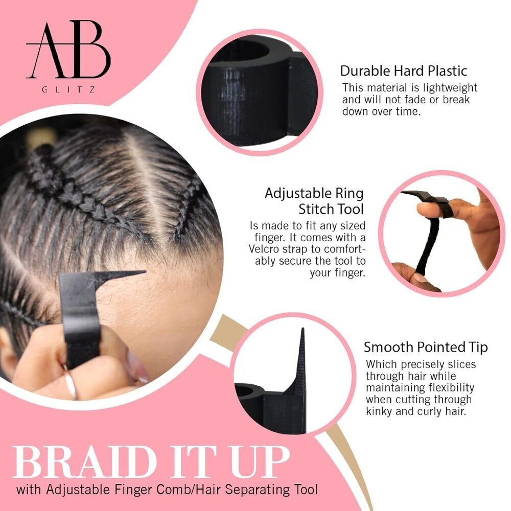 Hair Parting Tool Plastic Adjustable Finger Comb for Braiding and Styling - Picture 5 of 7